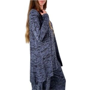 Bryn Walker Liam High Low Sweatshirt Tunic Size Small Lagenlook Blue/Black USA